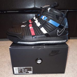 Nike Zoom Lebron 3 QS "Barber Shop" Black Blue Red DO9354-001 Men's Size 9.5 NWB